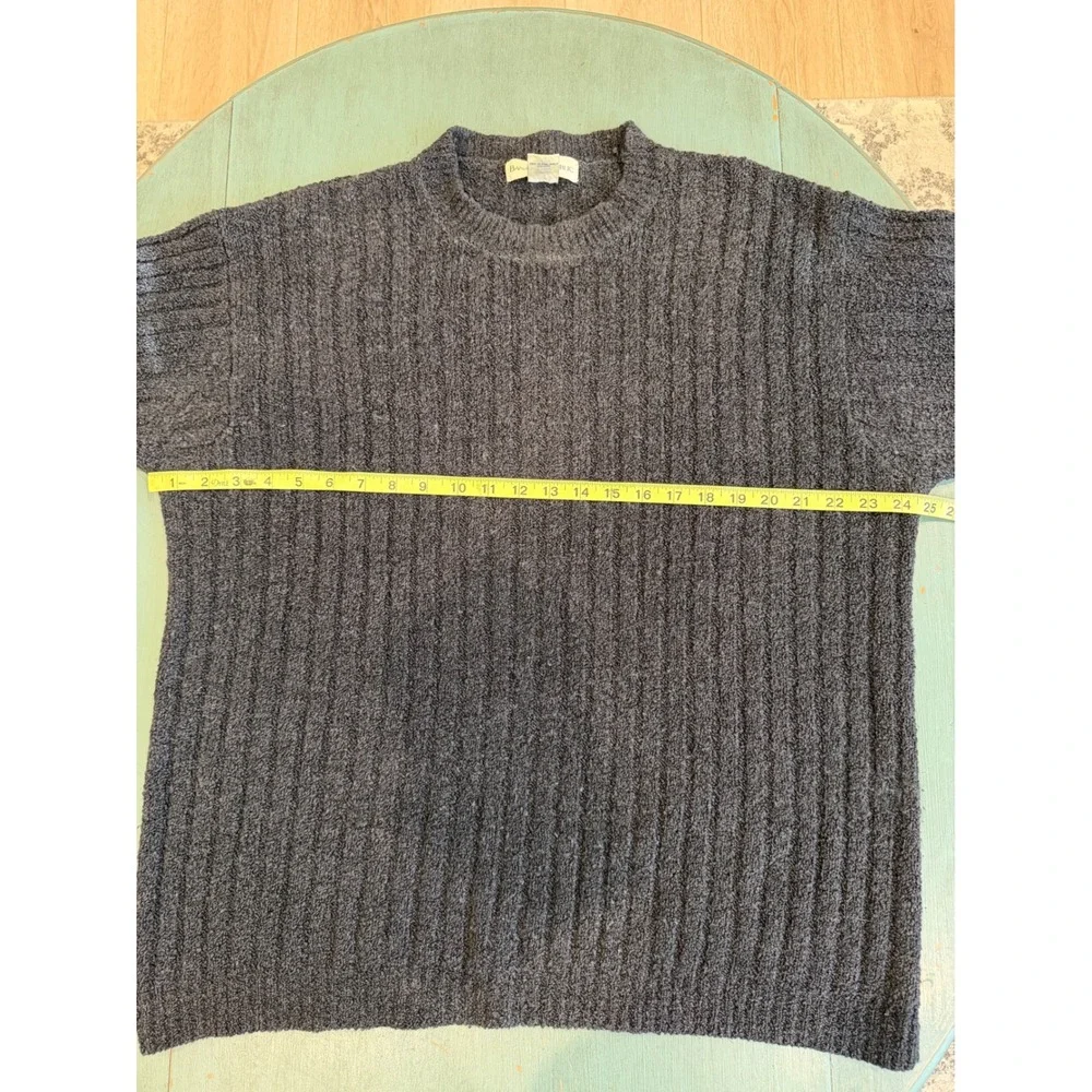 Banana Republic Mens Wool Cashmere Ribbed Crew Neck Sweater Charcoal Grey Large